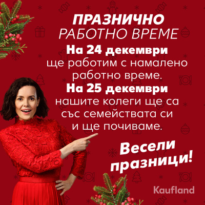 Работно време на хипермаркети Kaufland по време на празниците