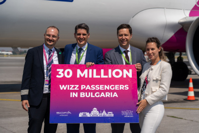Wizz Air празнува 30 милиона пътници в България